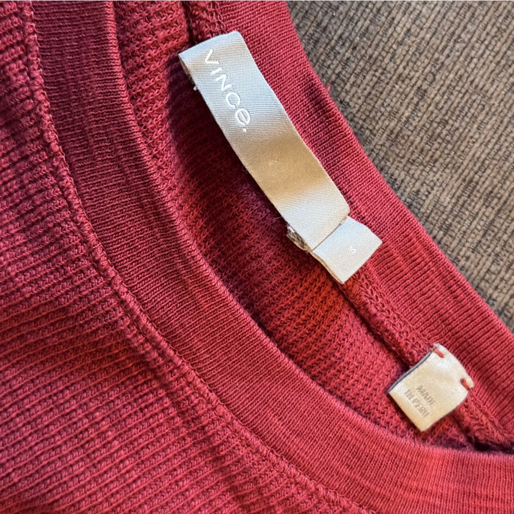 Vince Long Sleeve Pima Cotton Thermal Knit Top